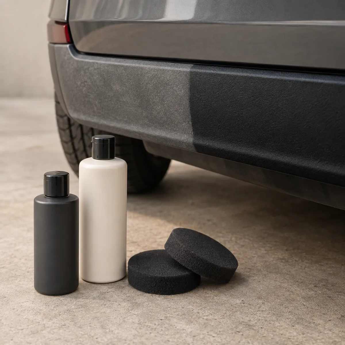 Restoration kit for faded paint and black plastic trim