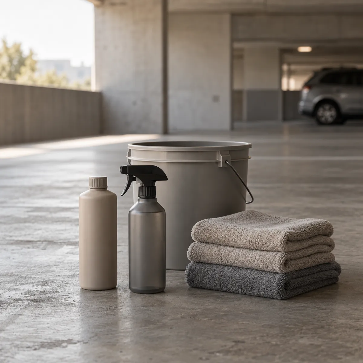 Rinseless wash kit with no-rinse concentrate, spray bottle and plush towels